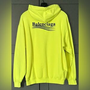 BALENCIAGA neon yellow hoodie men's size S